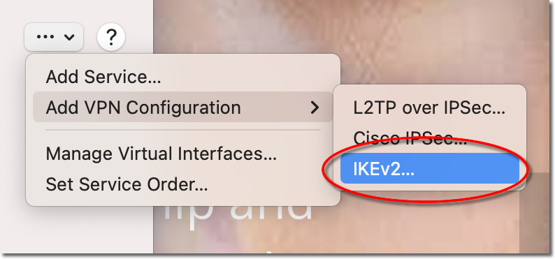 Add VPN Configuration → IKEv2