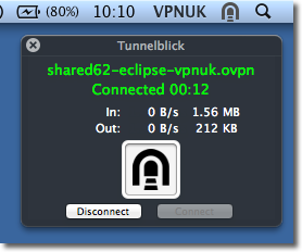 Connected to VPNUK through Tunnelblick Obfuscation