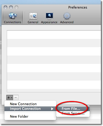 Import Connection from File in Viscosity