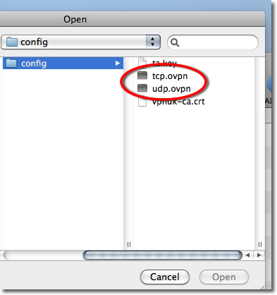 Select the VPNUK .ovpn config file