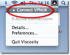 Click Viscosity icon and select Connect