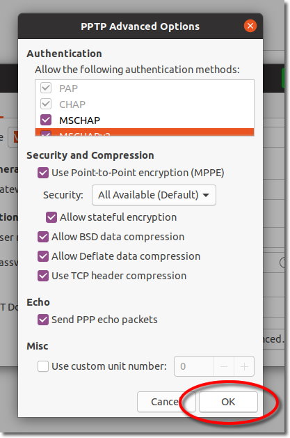 VPNUK Setup Tutorials Ubuntu 20.04 - PPTP VPN